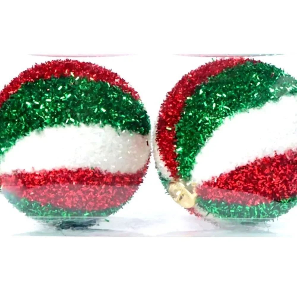 LARGE Christmas Grinch Green Red Ball Tree Ornaments 5" Decor Set of 2